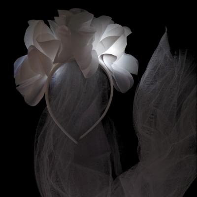 Vincha Novia Flor y Tul LED