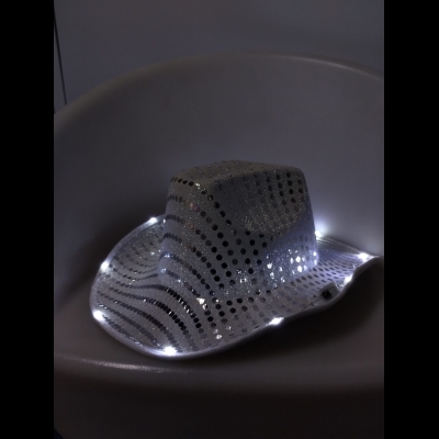 SOMBRERO COWBOY LENTEJUELAS LED