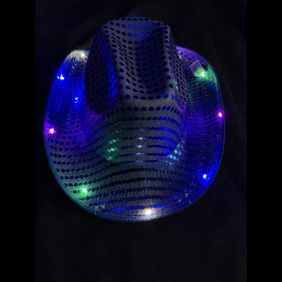 SOMBRERO COWBOY LENTEJUELAS LED - NEGRO