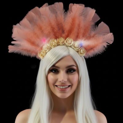 VINCHA TOKYO CON PLUMAS LED