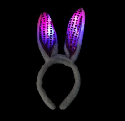 Vincha Conejito peluche y lentejuelas led x10