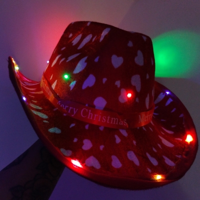 Sombrero Cowboy Corazones LED