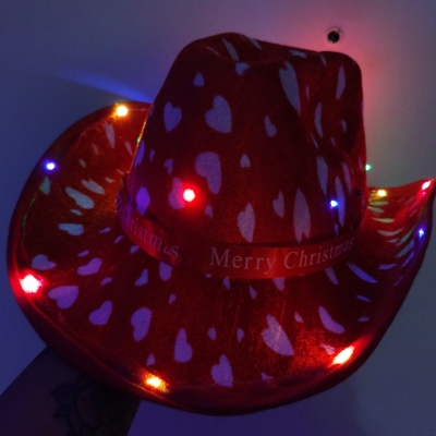 Sombrero Cowboy Corazones LED