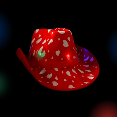 Sombrero Cowboy Corazones LED