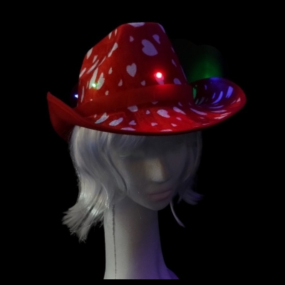 Sombrero Cowboy Corazones LED