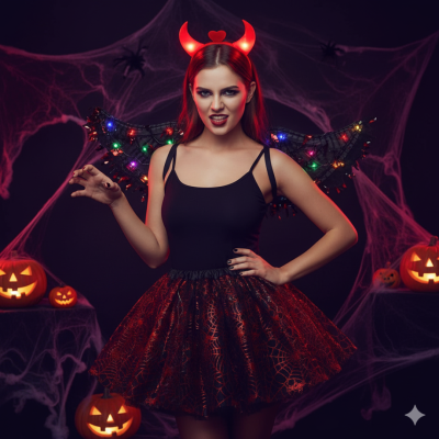 DISFRAZ DIABLITA ANGEL ROJO LED