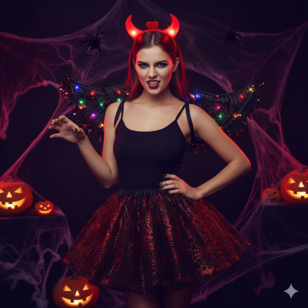 DISFRAZ DIABLITA ANGEL ROJO LED