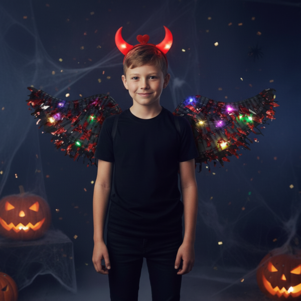 DISFRAZ ANGEL ROJO LED