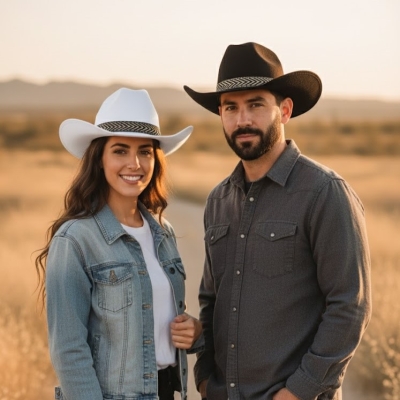 SOMBRERO COWBOY DE RAFIA sin luz