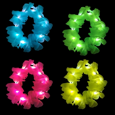 PULSERAS ELÁSTICA HAWAI LED x4