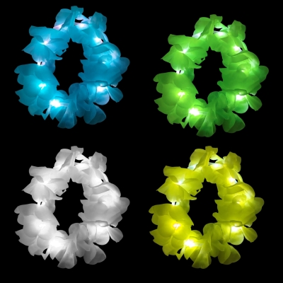 PULSERAS ELÁSTICA HAWAI LED x4