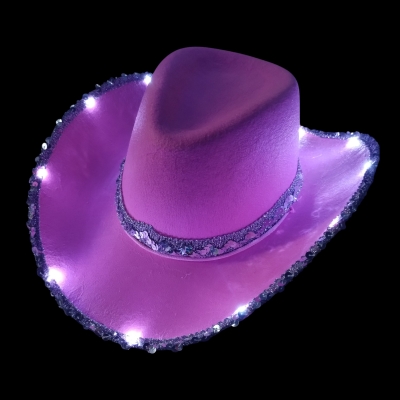 SOMBRERO COWBOY LISO BRILLOS LED