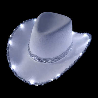 SOMBRERO COWBOY LISO BRILLOS LED