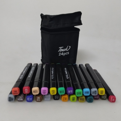 MARCADORES DOBLE PUNTA CARTUCHERA X 24