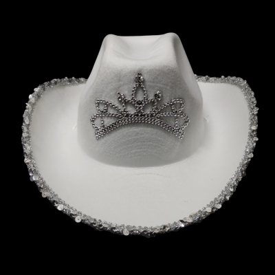 SOMBRERO COWGIRL CORONITA Y BRILLOS sin luz