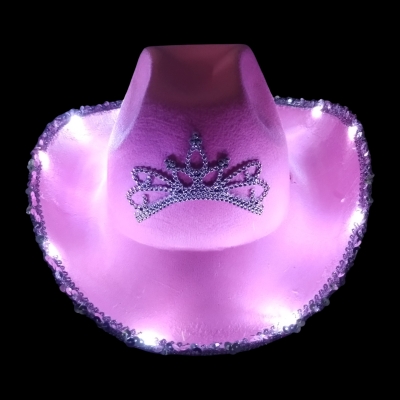 SOMBRERO COWGIRL CORONITA Y BRILLOS LED