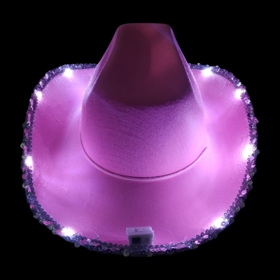 SOMBRERO COWGIRL CORONITA Y BRILLOS LED