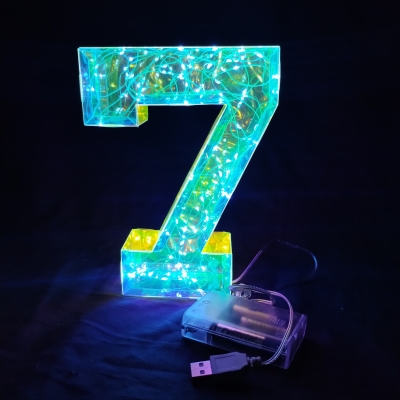 NUMERO IRIDISCENTE LED con pilas y USB