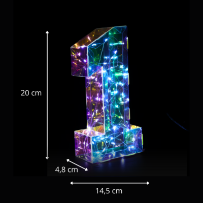 NUMERO IRIDISCENTE LED con pilas y USB