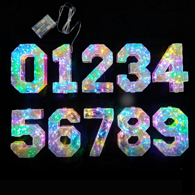 NUMERO IRIDISCENTE LED con pilas y USB