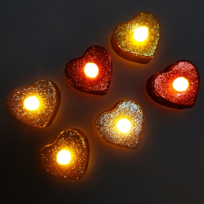 VELAS CORAZON GLITTER LED