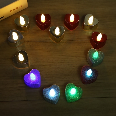VELAS CORAZON METALIZADAS LED