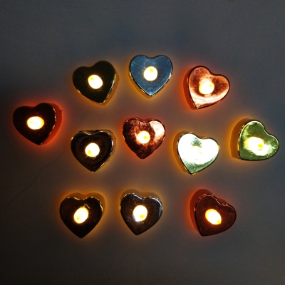 VELAS CORAZON METALIZADAS LED