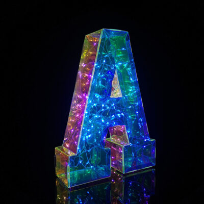 LETRA IRIDISCENTE LED con pilas y usb