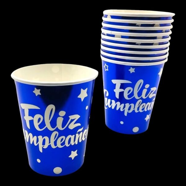 VASO DESCARTABLE FELIZ CUMPLEAÑOS X 10 UNIDADES