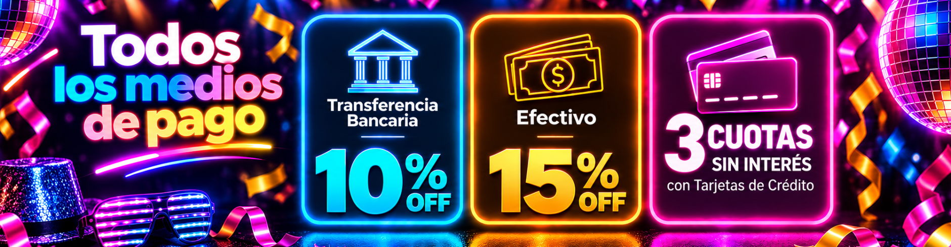 Todos los medios de pago para que tu fiesta sea inolvidable.